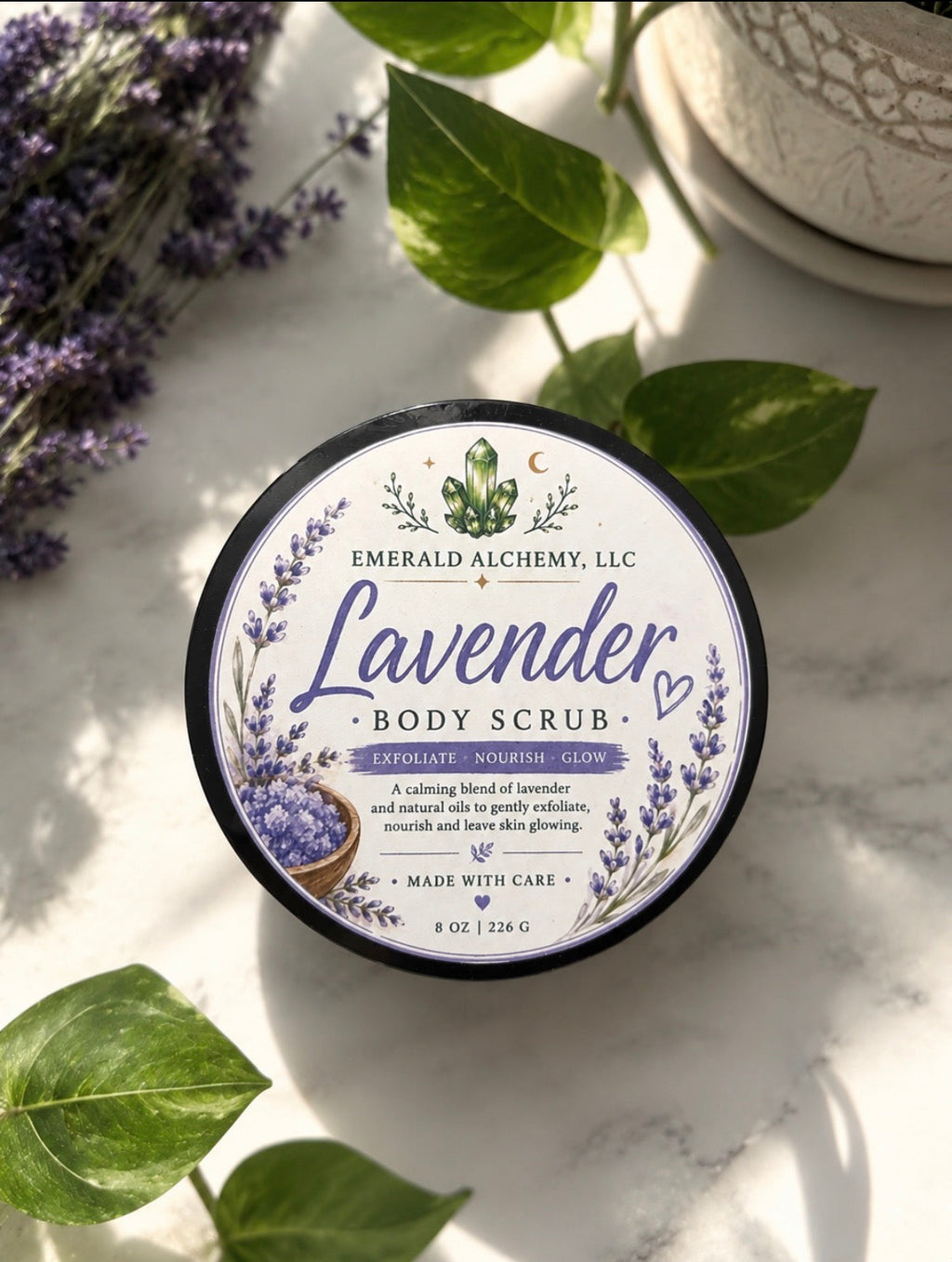 Lavender Sugar Body Scrub 8 oz by Emerald Alchemy