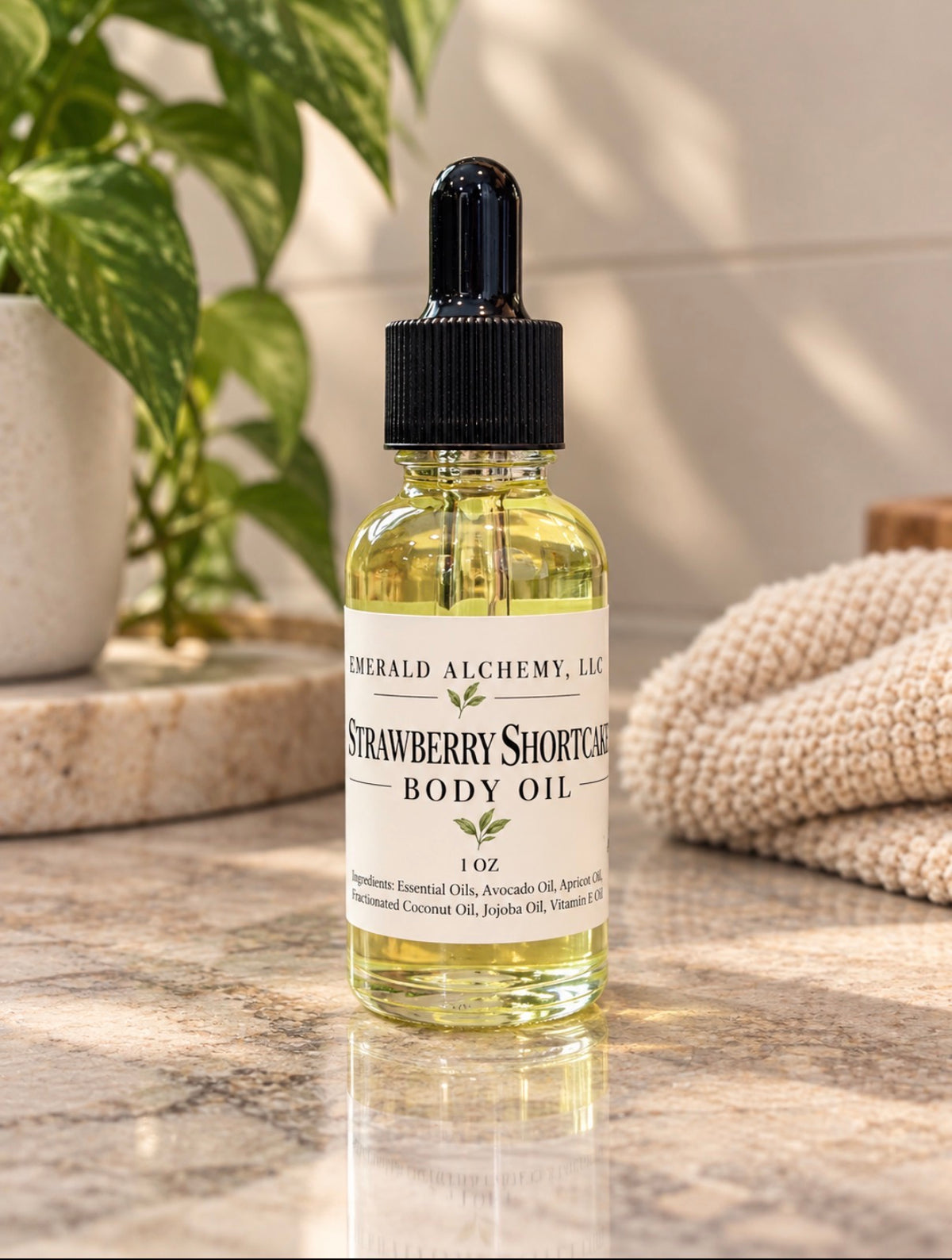 1 oz Strawberry Shortcake body oil glass dropper bottle