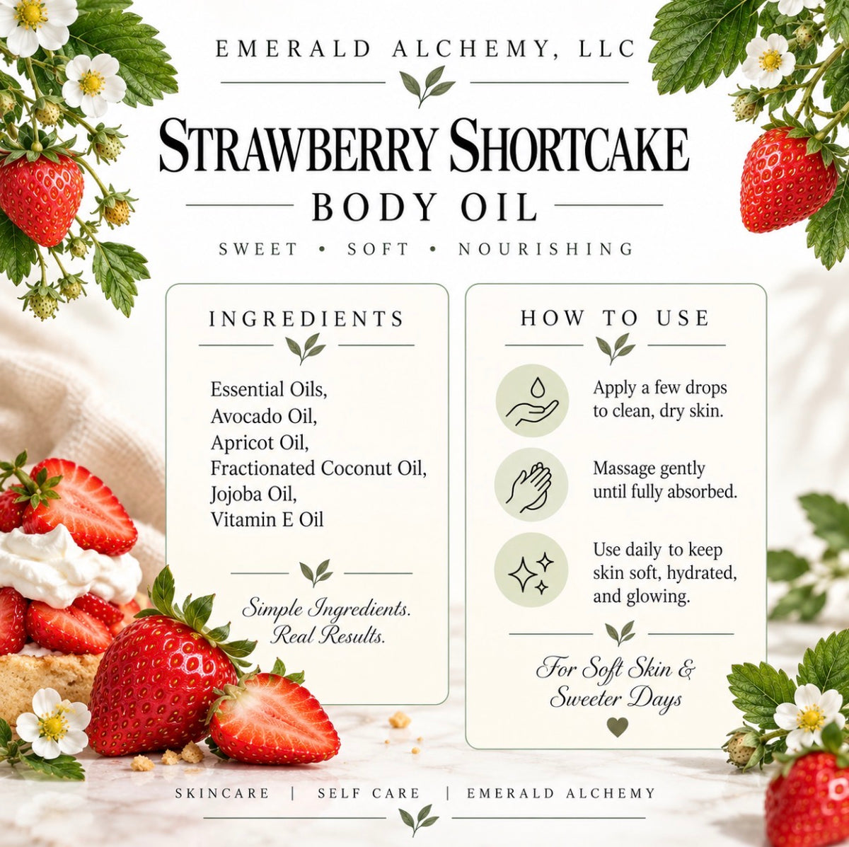 Strawberry Shortcake body oil ingredients and how to use